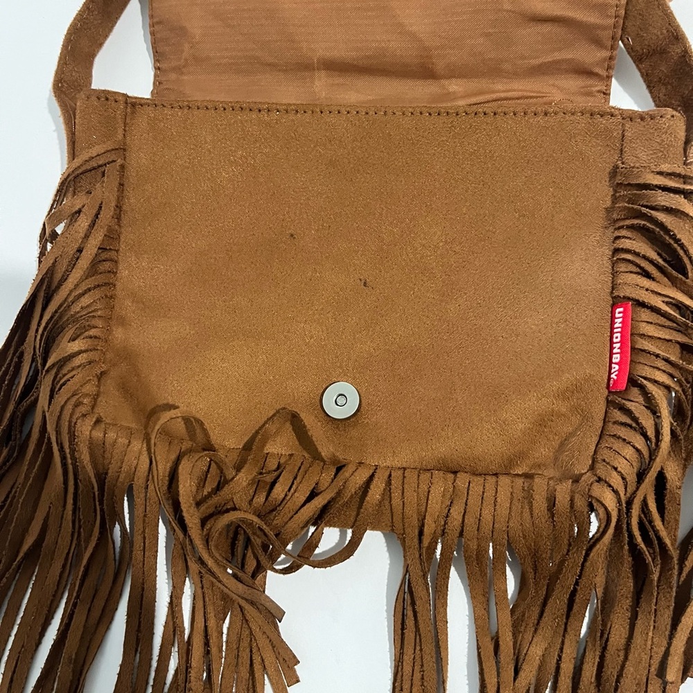Union Bay brown Western Fringe Crossbody Bag Purse Boho Hippie Faux Leather EUC - Picture 9 of 12